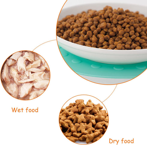Dorakitten Ceramic Cat Food Plates: Cat Wet Food Bowls Cat Feeding Wide Bowls to Stress Relief of Whisker Fatigue Cat Dishes, Shallow Bowls for Ki...