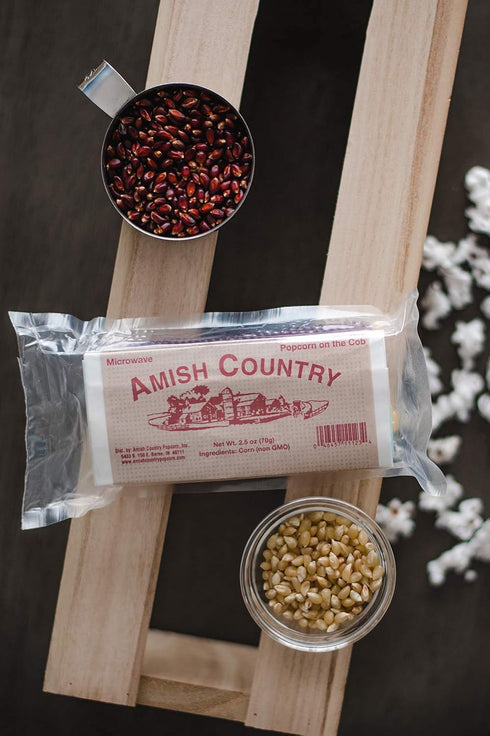 Amish Country Popcorn | Old Fashioned Microwave Popcorn | Non-GMO, Gluten Free, Microwaveable and Kosher (White & Red Corn on the Cob, 2 Pack)...