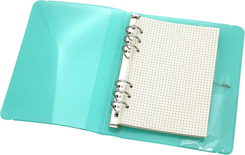 A6/ A5 6-Holes Colorful PP Cover Round Ring View Binder File Folder for Loose Leaf Sheet Protectors (A5 Mini Set, Cameo Pink)...