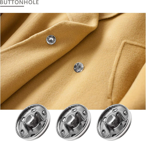 Micro Traders 20 Kits Silver Sew On Snap Fasteners Sewing Press Studs Buttons Clothing Accessories for Woolen Coats Windbreakers Jackets - 30mm...