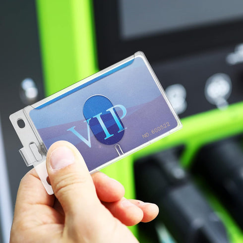 Hard Plastic Card ID Badge Holder with Keyring Heavy Duty Clear Card Holder Rigid Fuel Card Protector Keychain Secure Credit Card ID Holder Keycha...