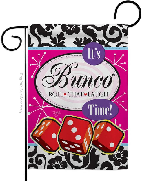 Breeze Decor It's Bunco Time Garden Flag Interests Games Night Dice Poker Bingo Hobbies Leisure Activity House Decoration Banner Small Yard Gift D...