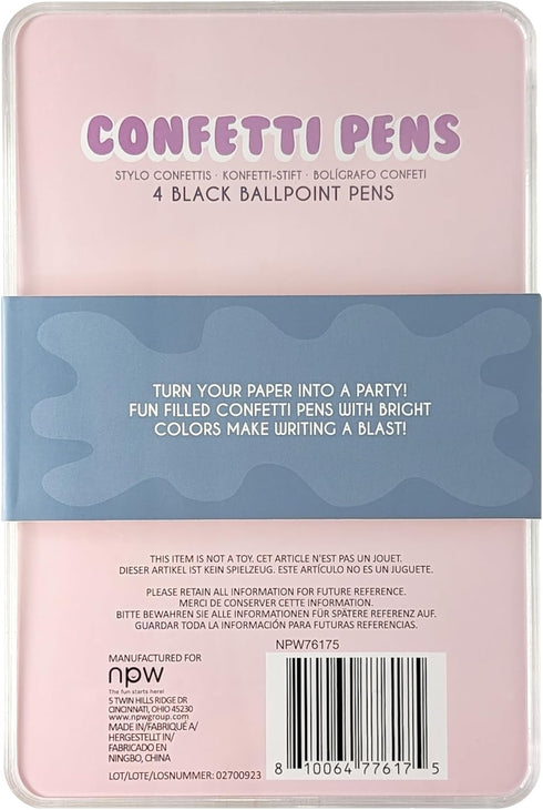 NPW 4 PACK SPRINKLE PENS - Cute Confetti Pen Set; Trendy Stationery Art Supplies, Ballpoint Pens for Journal Writing or Planners; Great Gift for T...
