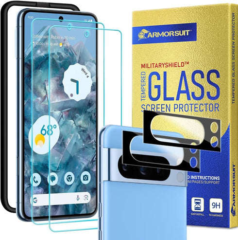 ArmorSuit Glass Screen Protector for Google Pixel 8 Pro + Camera Lens Protector Tempered Glass 2+2 Pack Case Friendly (w/Alignment Tool)...