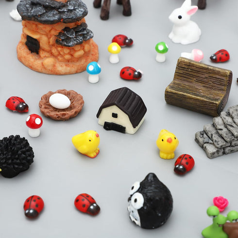 ONEST 72 Pieces Garden Miniature Accessories Mini Animals Garden Micro Landscape Garden Ornament Figurines for DIY Craft Garden Decor...