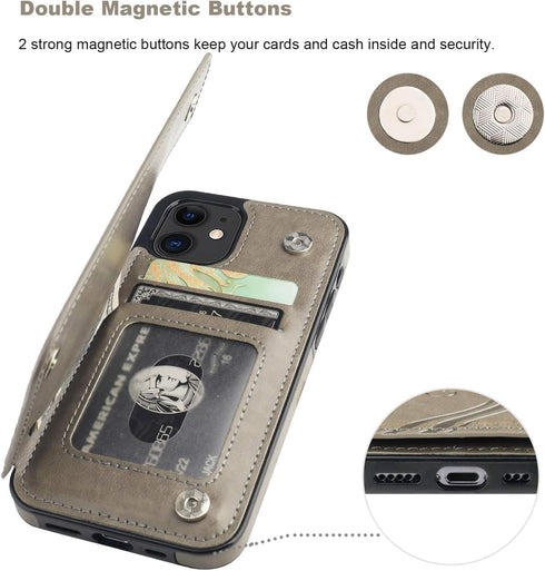 Vaburs Compatible with iPhone 12 and iPhone 12 Pro Case Wallet with Card Holder,Embossed Butterfly Pattern PU Leather Double Magnetic Buttons Flip...