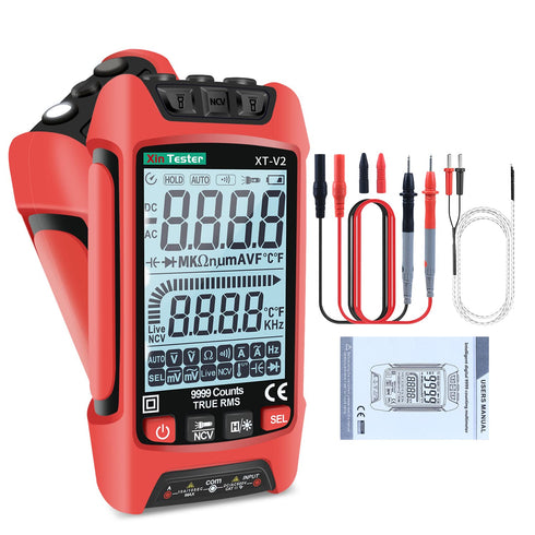 Digital Multimeter, 9999 Counts TRMS Auto-Ranging Voltmeter, Accurately Measures AC/DC Amp Ohm Voltage Meter Capacitance Frequency Diode with Back...