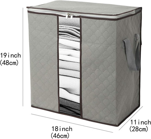 2 Pack Foldable Erect Storage Bags Under Bed Closet Organizer 18 x 11 x 19 inch (L x W x H) - for Quilt Blanket Pillow Clothes Bedding - Clear Win...