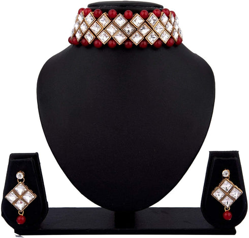 Efulgenz Indian Bollywood Traditional Crystal Faux Pearl Bridal Choker Necklace Earrings Jewelry Set...