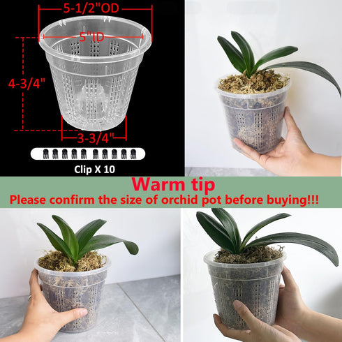 8 Pack Orchid Pot, 5.5in Orchid Pots with Holes, Orchid Pots for Repotting with Clips, Clear Plastic Plant Pot for Indoor Outdoor Plants(5.5in, 8 ...