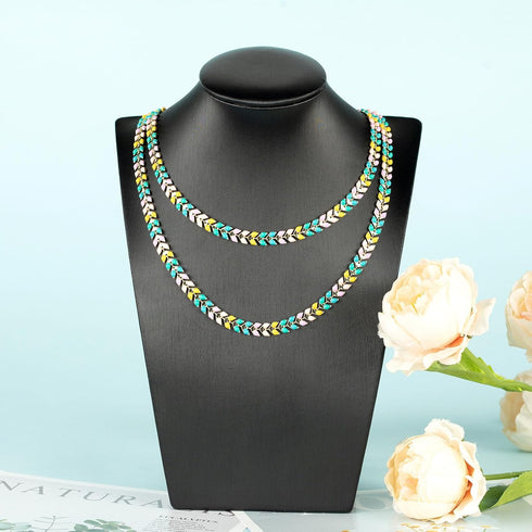 YOUBEIYEE 9.8 Feet Mixed Color Enamel Arrow Chain for Jewelry Making Rainbow Oil Drip Brass Chain Gold Plated Necklace Bracelet DIY Jewelry Chains...