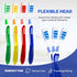 Toothbrush Dual Pro with Multi-Level Filaments, Anti-Slip Grip (Expert Care - Medium Bristles) Adults - Yellow, Red, Blue, Green - 8 Count (Pack o...