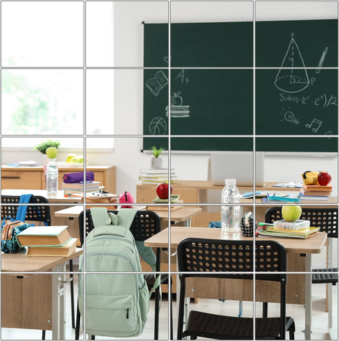 BBTO 20 Pcs Mirror Sheets, 8''x 10'' Self Adhesive Non Glass Cut to Size Mirror Stickers Tiles, Safe Unbreakable Plastic Small Frameless for Class...