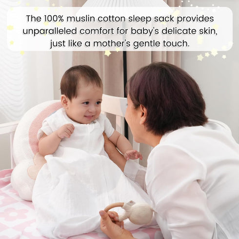 PHF 100% Muslin Cotton Baby Sleep Sacks, 0-6 Months Sleep Sack with 2-Way Zipper, 2 Pack Cooling Unisex 0.5 TOG Breathable Small Size Sleeveless B...