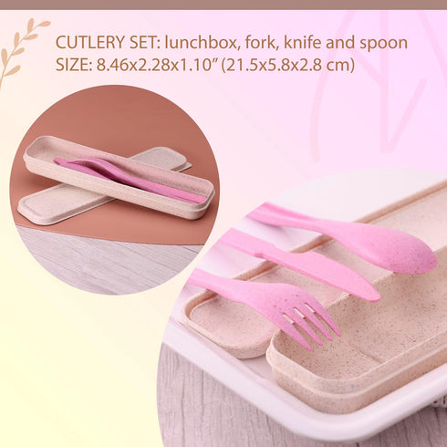 Wheat Straw Travel Utensils Set with Case - Kids Cutlery Set - BPA Free Portable Silverware for Lunch Box - Fork Spoon Knife Set with Case - Eco F...