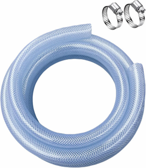 1/2"ID x 10FT High Pressure Braided Clear Flexible Industrial PVC Tubing, Heavy Duty UV Chemical Resistant Vinyl Hose Water...