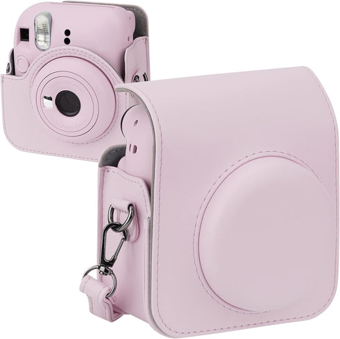 Camera Case Compatible with Fujifilm Instax Mini 12 Instant Camera with Adjustable Strap and Pocket (Pink)...