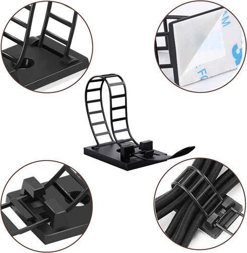 50Pcs Adhesive Cable Management Ties Extra Screw & Hole,Multi-Purpose Wire Organizer Adjustable Nylon Cable Straps Cord Holders for Home and Offic...