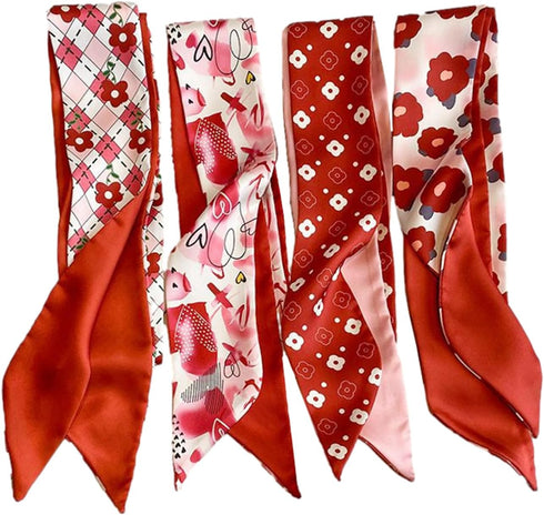 4 Pack Purse Scarf for Bags Silk Head Scarf for Hair Handbag Women Scarfs Band Hair Neck Scarves Fashion Gifts,05...