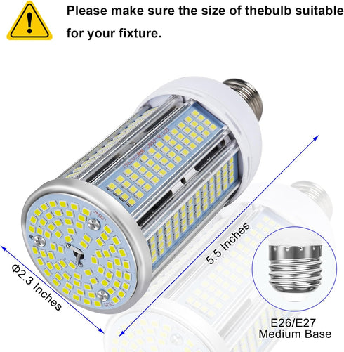 2 Pack 400W Equivalent Led Corn Light Bulb, 6000 Lumen 6000K Daylight 50W LED Corn Lamp, E26/E27 Medium Base for Indoor Garage Factory Warehouse B...