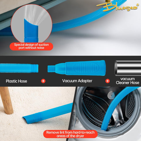 BLuesea Dryer Vent Cleaner Kit, 15-Piece Ultimate Dryer Cleaning Kit Include 30 Feet Dryer Vent Brush, Upgrade Noiseless Dryer Lint Vacuum Attachm...