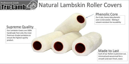 Tru-Lamb - 100% Natural Lambskin Professional Paint Roller (9 x 3/8" - 3 Pack)...