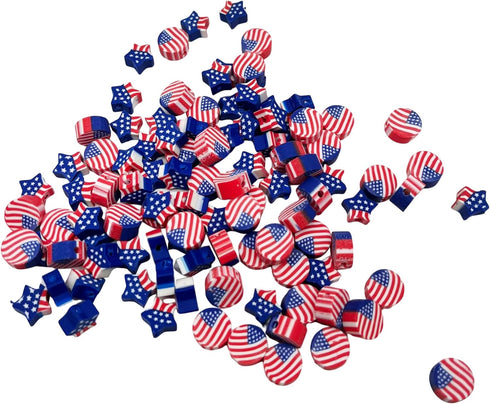 100 Pcs Polymer Clay Beads Mixed Heishi Spacer Beads Supplies for DIY Bracelet Earring Necklace Jewelry Making (American Flag)...
