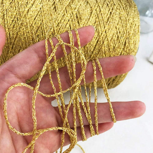 100gram DIY Gold Yellow Lurex Thread Shining Yarn Glitter Sparkle Yarn Metal Yarn DIY Fancy Sparkle Yarn Crochet Knitting Sweater Scarf Bag Yarn A...