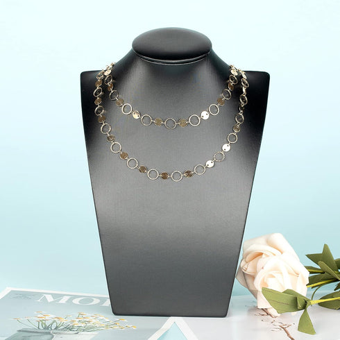 YOUBEIYEE 16 Feet/5M KC Gold Plated Jewelry Chains Cable Circle Link Chain with Sequins Women Necklace Chains Bulk for Jewelry Making with Lobster...