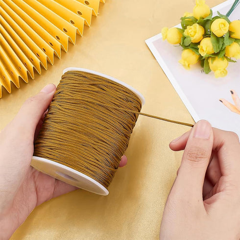 PH PandaHall 1.5mm 100 Yards Camel Nylon String for Bracelets, Beading Thread Nylon Cord Blind Cord Braided Lift Shade Cord Wind Chime Replacement...