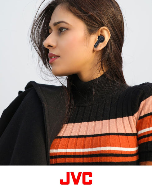 JVC Ultra Compact True Wireless Earbuds Headphones, Total 12 Hour Battery Life, Sound with 13mm Driver, USB-C Connection - HAB5TB (Black)......