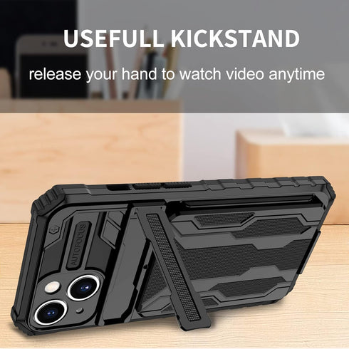 iPhone 15 Case with Card Holder Detachable Wallet Cover, Built-in Kickstand & Screen Protectors, Full Body Shockproof Phone Case for iPhone 15 (6....