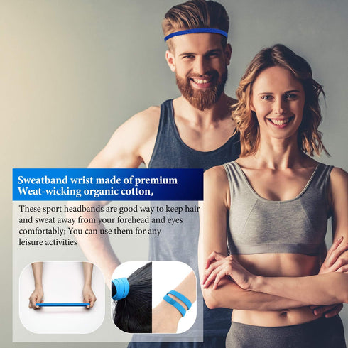 9 Pieces Thick Non-Slip Elastic Sport Headbands, Elastic Silicone Grip Exercise Hair and Sweatbands for Yoga (Candy Color)...