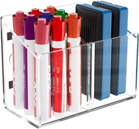 MaxGear Magnetic Dry Erase Marker Holder, Acrylic Magnetic Pen Holder for Fridge Accessories, Magnet Marker Holder for Whiteboard, Wall, Locker Or...