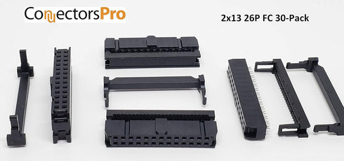 PC Accessories - Connectors Pro 30-Pack 2X13 26P 2.54mm 0.1" Pitch Dual Rows IDC Sockets for Standard Flat Ribbon Cable, 26 Pins FC Female Connect...