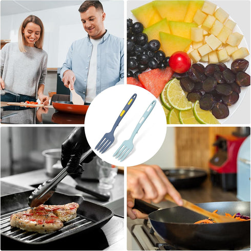 2pcs Silicone Cooking Forks, Multifunctional Cooking Fork Spaghetti Fork Heat Resistant Nonstick Blending Fork for Kitchen Cooking Baking Stir Mix...