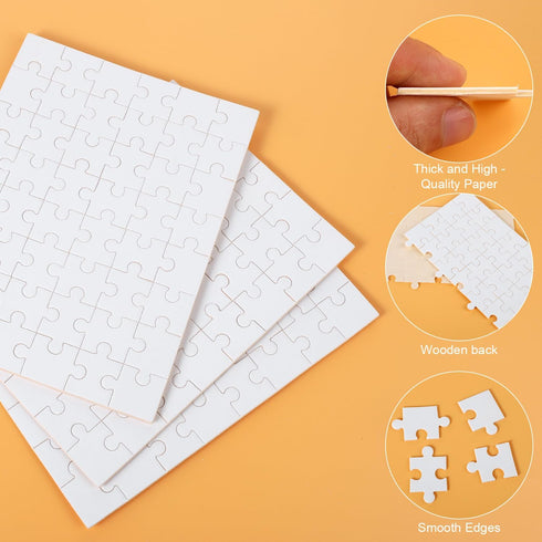 8 Sheets Blank Puzzles for Kids, 5.9 x 7.9 Inch / 15x20cm Blank Puzzles 48 Piece Blank Jigsaw Puzzle Paintable Puzzle All White Puzzles for Kids B...