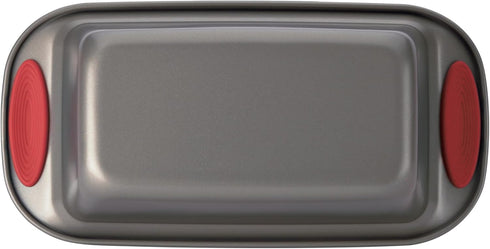Rachael Ray 47962 Yum-o! Bakeware Oven Lovin' Nonstick Loaf Pan, 9-Inch by 5-Inch Steel Pan, Gray with Red Handles...