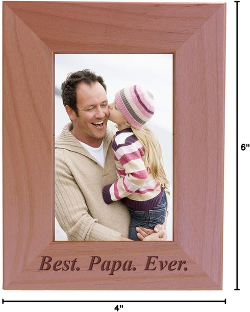 CustomGiftsNow Best Papa Ever - Wood Picture Frame (4x6 Vertical)...