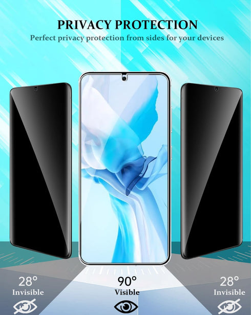 Compatible for Samsung Galaxy S24 Plus Privacy Screen Protector Tempered Glass with CD Texture Black Camera Lens Protector, Support Fingerprint ID...