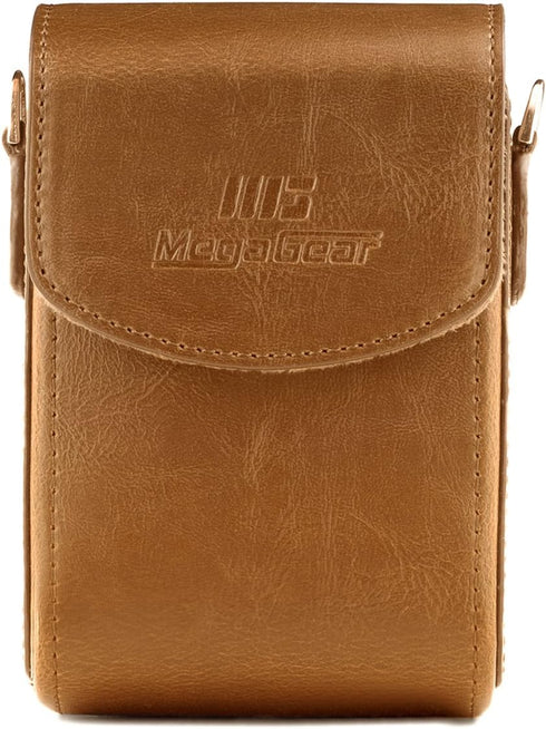 MegaGear Leather Camera Case with Strap Compatible with Canon PowerShot G7 X Mark III, G7 X Mark II, G7 X - MG768 Light Brown...