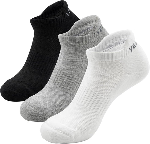 No Show Ankle Running Socks Men & Women Low Cut Hidden Athletic Cushioned Sports Tab Socks for Hiking Cycling Golf Gym Tennis Walking Workout 3 Pa...