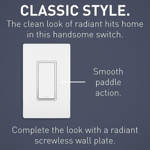 Legrand radiant TM874WCC6 15 Amp Rocker Wall Switch, 4-Way Decorator Light Switches, White (1 Count)......