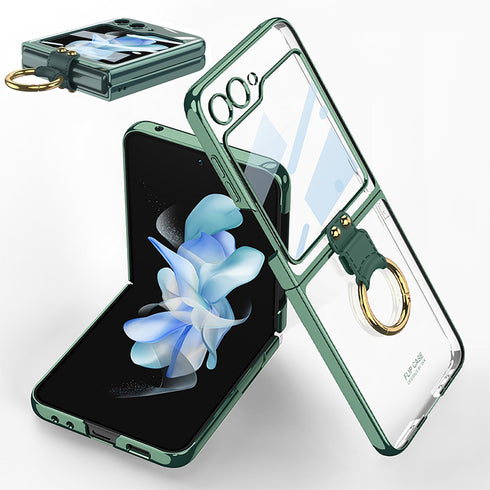 SHIEID Samsung Z Flip 5 Case with Ring, Galaxy Z Flip 5 Case with Screen Protector Electroplating Border Design Protective Cover for Samsung Galax...