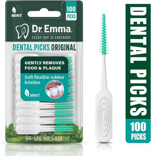 Original Dental Picks Mint Soft Rubberized Tooth Picks Easy to Use Brush Picks 100Ct/Pack, 2 Packs (200Ct)...