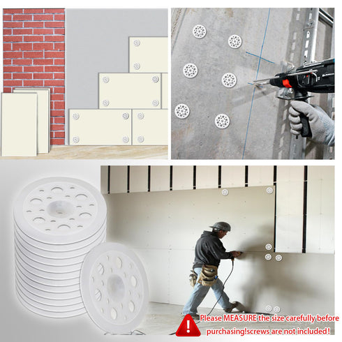 110 Pcs 45 mm White Plastic Washers, Foam Board Fasteners and Load Spreading Polypropylene Washers for Fixing and Fastening Rigid Foam Insulation ...