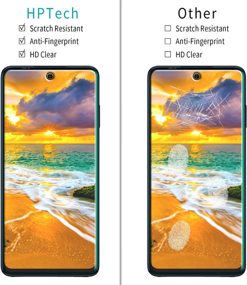 HPTech (2 Pack) Screen Protector Designed for Motorola Moto Edge (2021) / Moto Edge 5G UW Tempered Glass, 9H Hardness, Anti Scratch, Bubble Free, ...