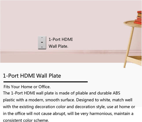 HDMI Wall Plate,Fly Tiger,6 Inch Pigtail Built,in Flexible High Speed HDMI Cable with Ethernet,Single Outlet Port Insert(1 Port+Bracket)...