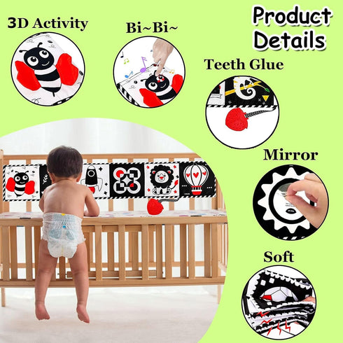 Black and White Baby Toys - High Contrast Baby Toys for Newborn Infant Montessori Sensory Toys 0-3 Months developmental toys Tummy Time Toys 6 7 8...