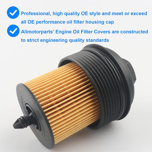 Oil Filter and Cap Assembly, Replace 12605565, PF458G Compatible with Buick Chevy GMC Polaris Ponitac Saturn - LaCrosse Regal Cavalier Cobalt Equi...